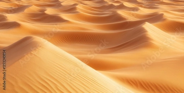 Obraz Golden desert dunes, textured landscape, vast expanse, sunrise light, backdrop for adventure