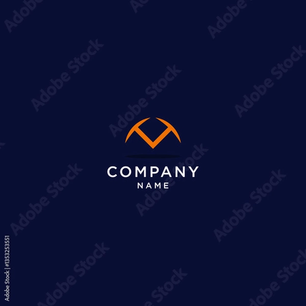 Fototapeta letter m logo design, with hammer design for mining company