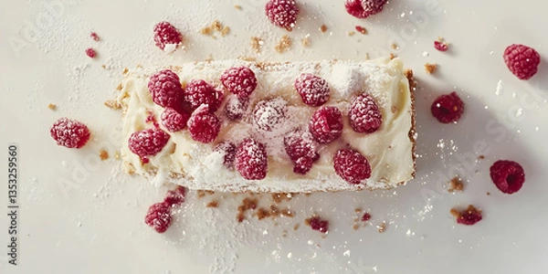 Fototapeta Raspberry White Cake Bar With Sprinkles