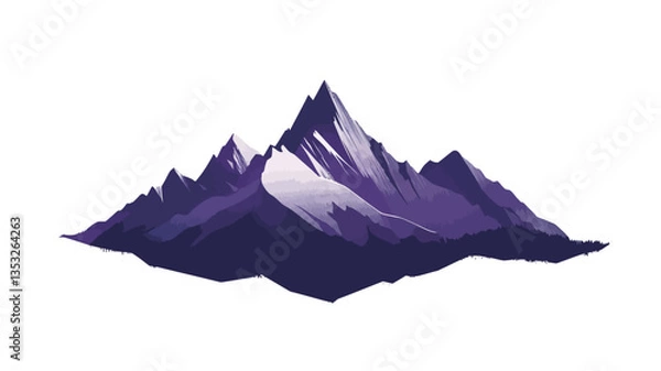Obraz A stylized illustration of a mountain range depicted in shades of purple and violet. The image is a vector graphic with a clean, simplified design. The mountains are depicted in a silhouette style