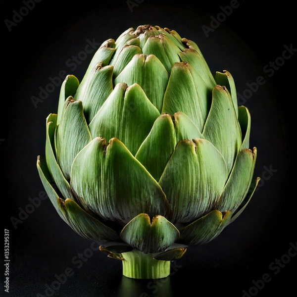 Fototapeta Artichoke isolated on a black background