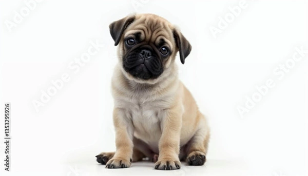 Fototapeta pug puppy on white background