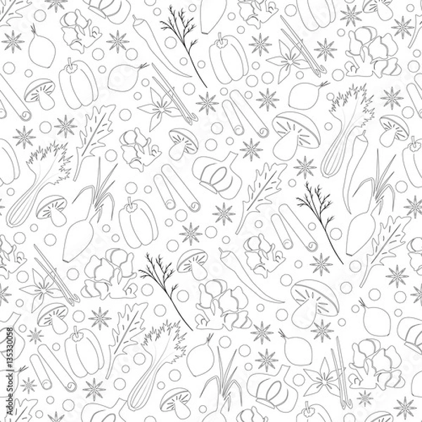 Obraz Seamless Pattern with Herbs And Spices