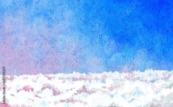 Obraz 雲より上に広がる空をイメージした水彩背景素材