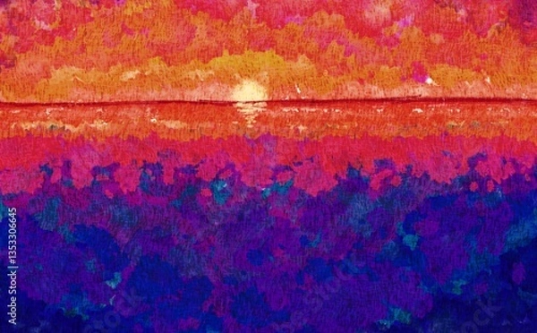 Obraz 朝焼けの海をイメージした水彩背景素材