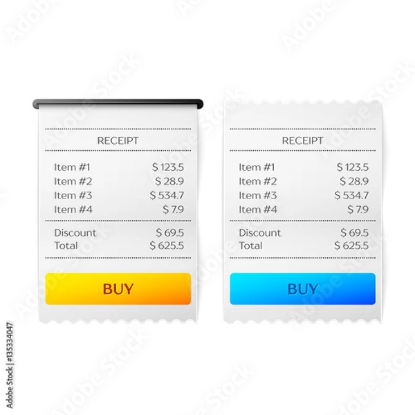 Fototapeta Printed receipt vector