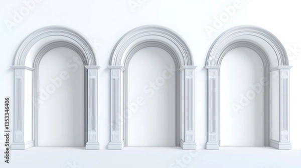 Obraz Arched doorways isolated on white background