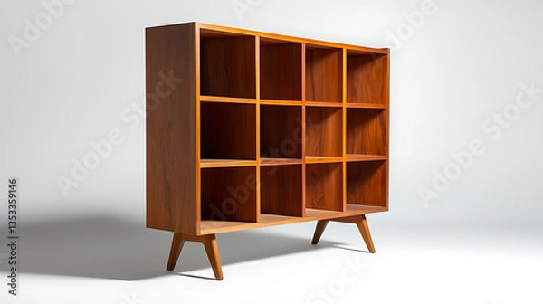 Obraz A wooden cabinet with a white background. AI Generated