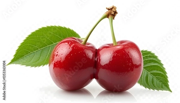 Fototapeta cherry with leaf
