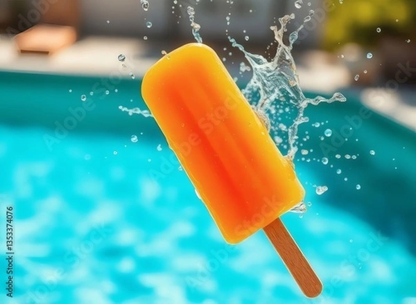 Obraz Fresh Orange Popsicle in Swimming Pool