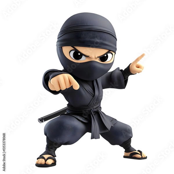 Obraz Cartoon Ninja Character In Action Pose