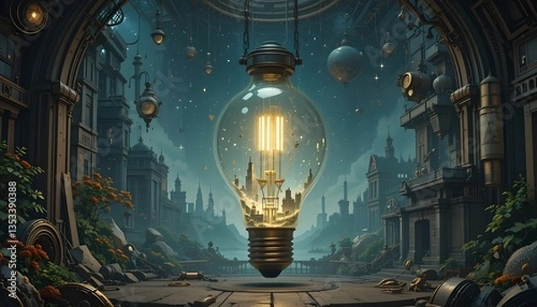 Obraz light bulb in the wall