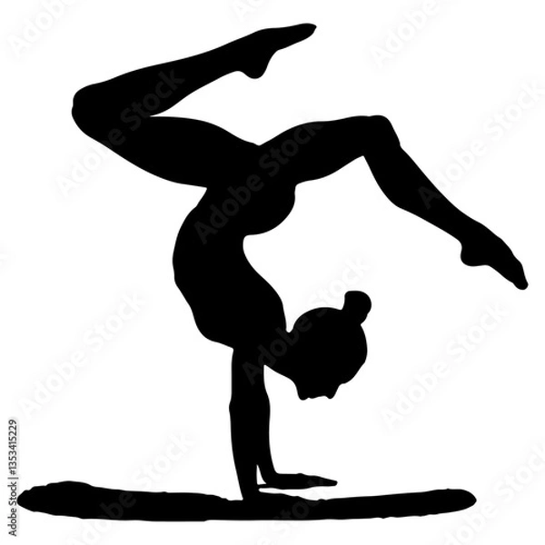 Obraz Gymnast Holding One Hand Handstand in Stunning Acrobatic Display