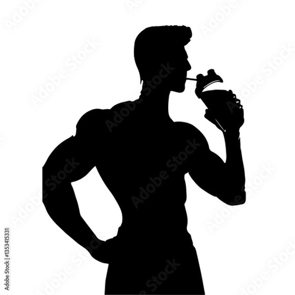 Obraz Strong Fitness Figure Drinking Refreshment Sports and Wellness Symbol