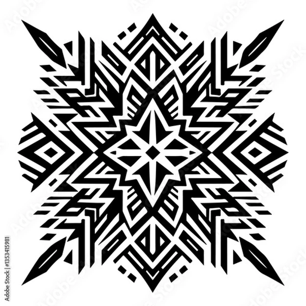 Obraz Black and White Abstract Ornament Decorative Digital Pattern