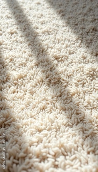 Fototapeta Deep pile plush carpet, subtly patterned with light and shadow, textile, surface