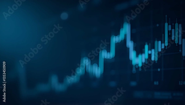 Fototapeta Flat View of Stock Market Expansion: Business Investment Insights with Digital Financial Charts