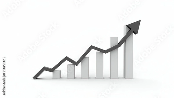 Fototapeta Flat Abstract Financial Chart with Uptrend Line and Arrow: Visualizing Investment Success in Stock Market