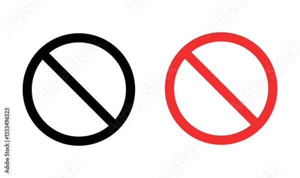 Obraz prohibition sign symbols in black and red, Not allowed stop sign, no entry or restricted area icons, simple vector design for warning and restriction signs