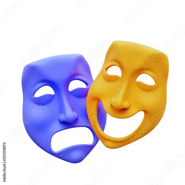 Fototapeta Duality of emotions represented by colorful masks