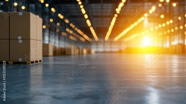 Obraz warehouse Logistic and Supply Chain Network Digital interface displaying real time tracking of goods in a warehouse, highlighting efficient logistics management