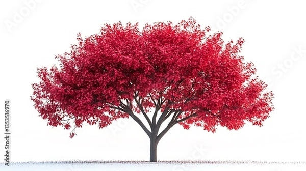 Fototapeta A red tree against a white background, 