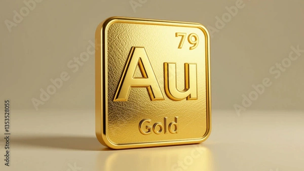 Fototapeta Golden Element Aurum (Au, 79, Gold) symbolizes purity, luxury, and enduring value, making it a timeless treasure