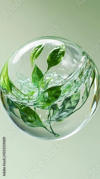 Fototapeta digital technology green plant bubble poster background