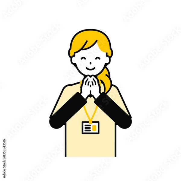 Obraz 上半身のポーズ_シンプルな介護士の女性07