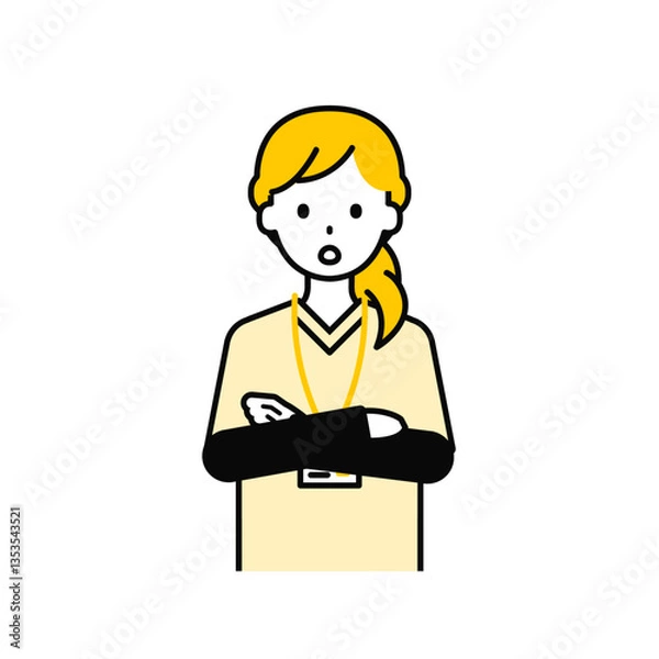 Obraz 上半身のポーズ_シンプルな介護士の女性11