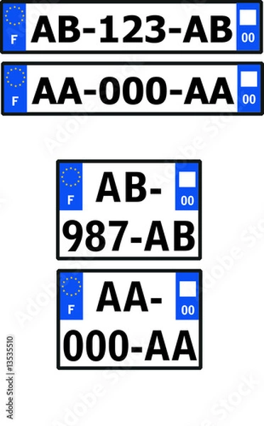Obraz Plaques d'immatriculation françaises 2009 avant / arrière