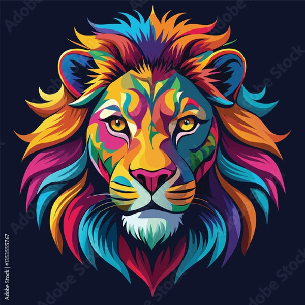 Fototapeta Colorful lion modern pop art style, colorful lion illustration, simple creative design
