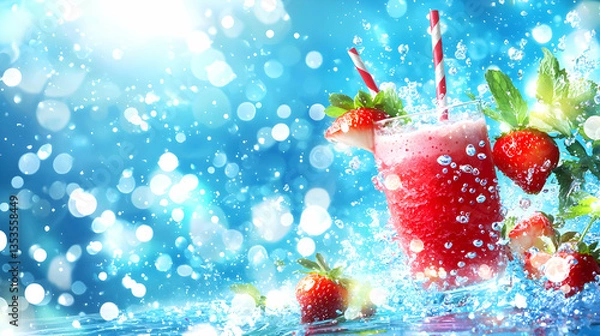 Fototapeta Refreshing Strawberry Smoothie Splash