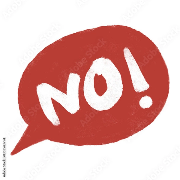 Fototapeta No! Red Speech Bubble with Exclamation