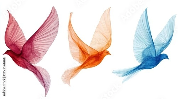 Fototapeta Abstract bird wings isolated on white background