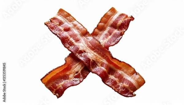 Obraz isolated two bacon strips in x shape