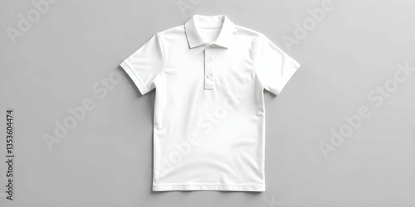 Obraz Minimalistic AI-generated black and white polo t-shirt mockup on a wooden floor, showcasing a clean and modern design for fashion or branding presentations