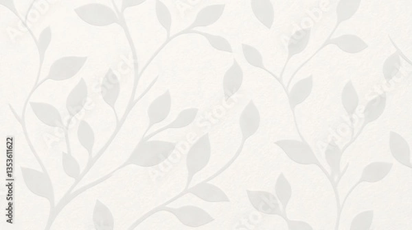 Fototapeta Delicate leaf pattern on white background