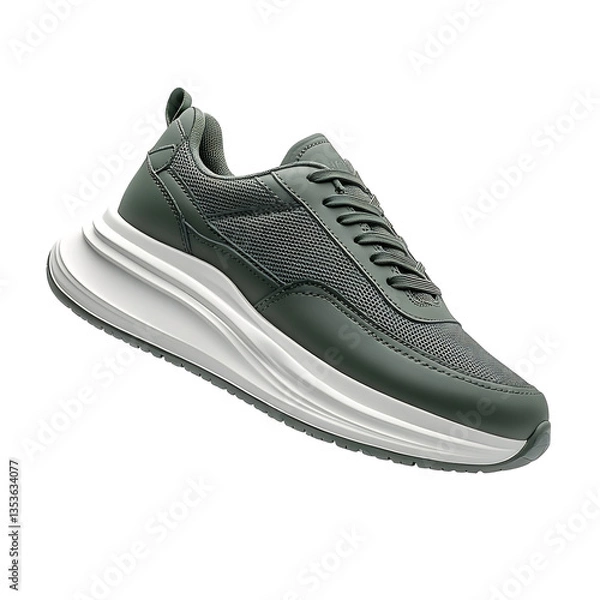 Fototapeta Trendy Dark Green Sneakers with Sleek Design Isolated on Transparent Background
