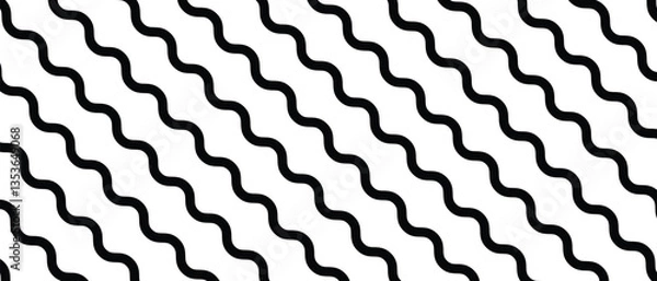 Obraz Wave lines pattern background seamless vector as zigzag stroke texture , undulate squiggle simple backdrop stripes element repeated image clip art.
