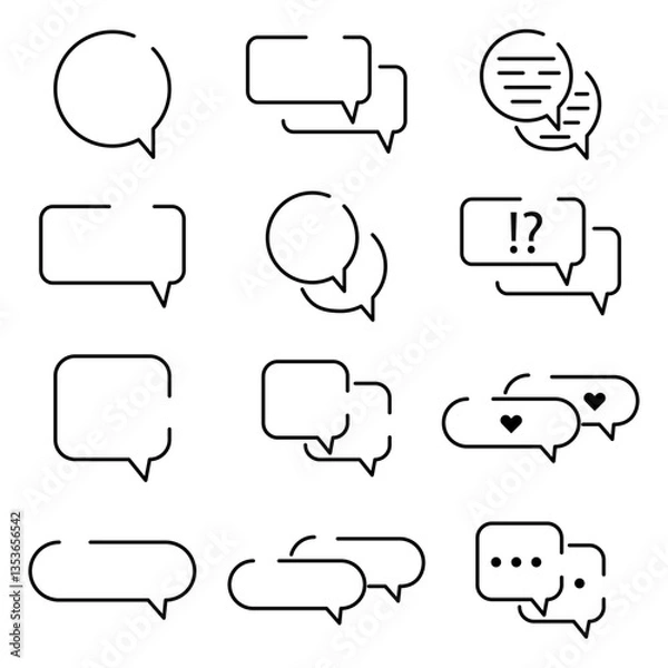 Fototapeta Line chat bubble icons Vector illustration