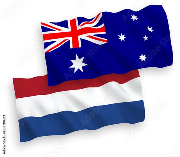 Fototapeta Flags of Australia and Netherlands on a white background