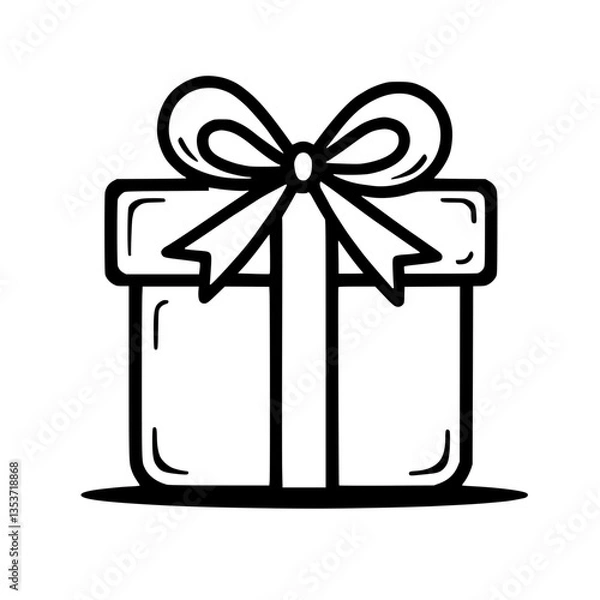 Obraz Stylized Gift Box Illustration: A graphic image of a gift box tied with a decorative bow perfect for celebrations and conveying thoughtfulness