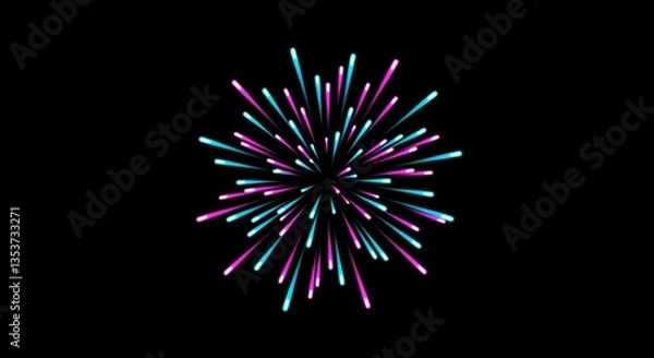 Obraz Abstract Burst Pink Blue Neon Fireworks Celebration Design