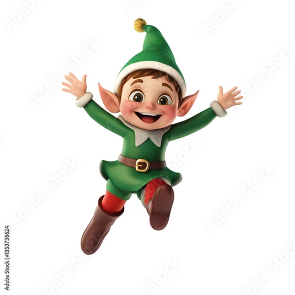 Obraz Excited Christmas Elf Jumping