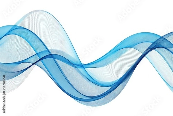 Fototapeta Waves of Blue Lines Flowing Gracefully Across a White Background Generative AI