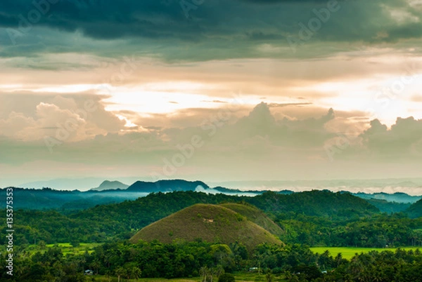 Obraz Colorful evening at the chocolate hills