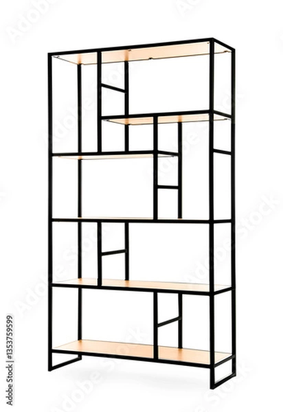 Fototapeta Stylish empty shelving unit isolated on white