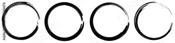 Obraz Hand drawn circle line sketch set. Circular vector image. Hand drawn circle with doodle patterns. Vector brush strokes circles of paint.