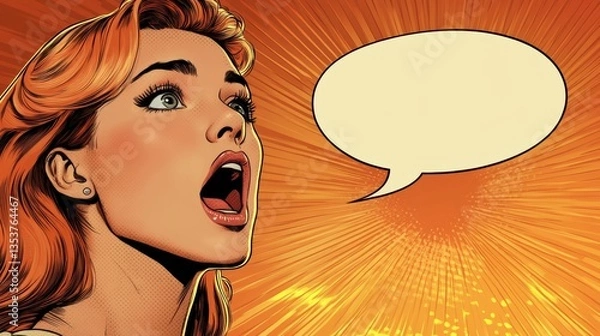 Fototapeta Exciting comic action dynamic expression creative illustration vibrant colors pop art environment